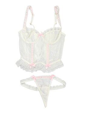 Cosette di Ames Venetia Corset & Lace Thong in White